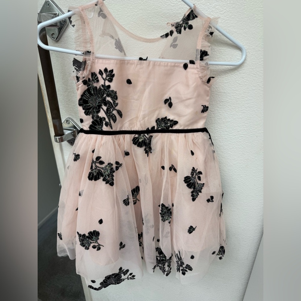 Zunie Pink and Black Floral Kids Formal Dress
